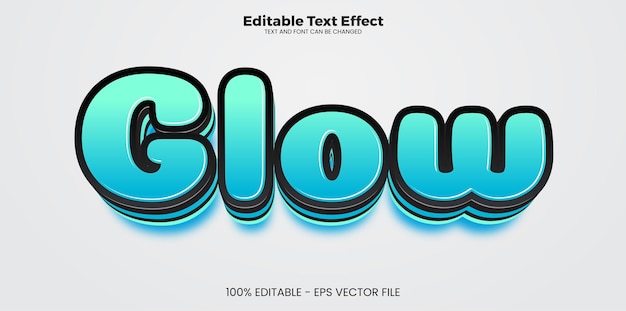 Glow editable text effect in modern trend style