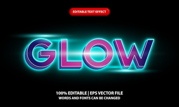 Glow editable text effect template - lettering in a glowing retro cyberpunk style