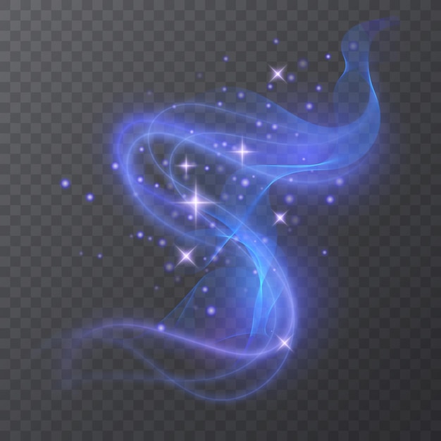 Vector glow effect of purple color with stars power energy shining neon cosmic streaks magic design