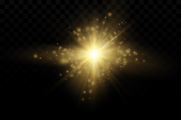 Эффект свечения звезда на прозрачном фонеяркое солнце векторная иллюстрация