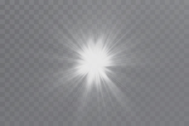 Glow effect Star sparkles on a transparent background Vector illustration the sun
