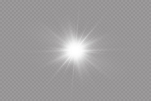 Glow effect Star sparkles on a transparent background Vector illustration the sun