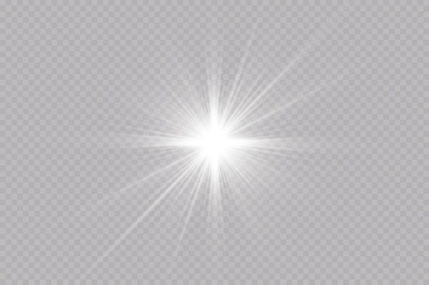 Glow effect Star sparkles on a transparent background Vector illustration the sun