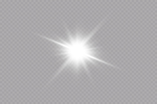 Glow effect. Star on transparent background.Bright sun. Vector illustration.