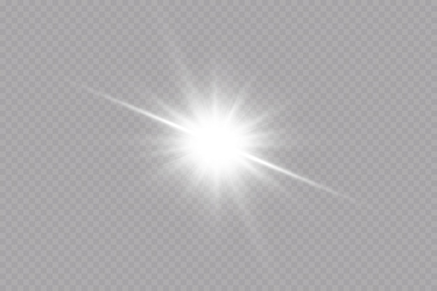 Glow effect. Star on transparent background.Bright sun. Vector illustration.