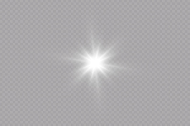 Glow effect Star on transparent backgroundBright sun Vector illustration