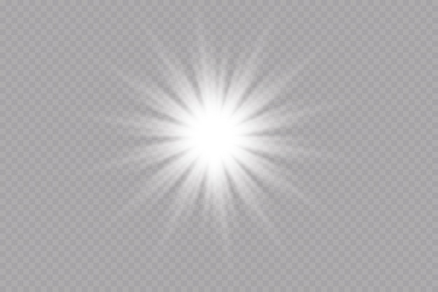 Effetto bagliore stella su sfondo trasparente sole luminoso illustrazione vettoriale