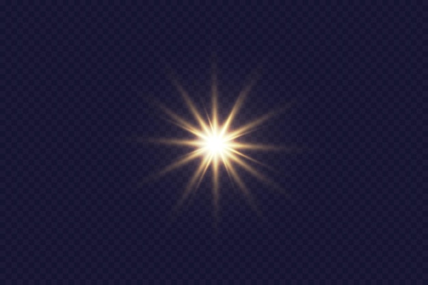 Glow effect Star on transparent backgroundBright sun Vector illustration