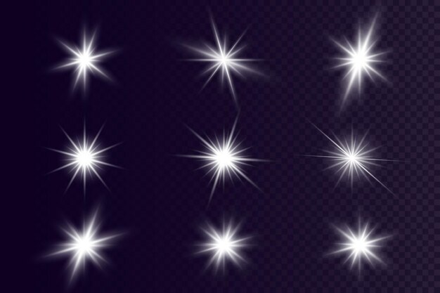 Glow effect Star on transparent backgroundBright sun Vector illustration