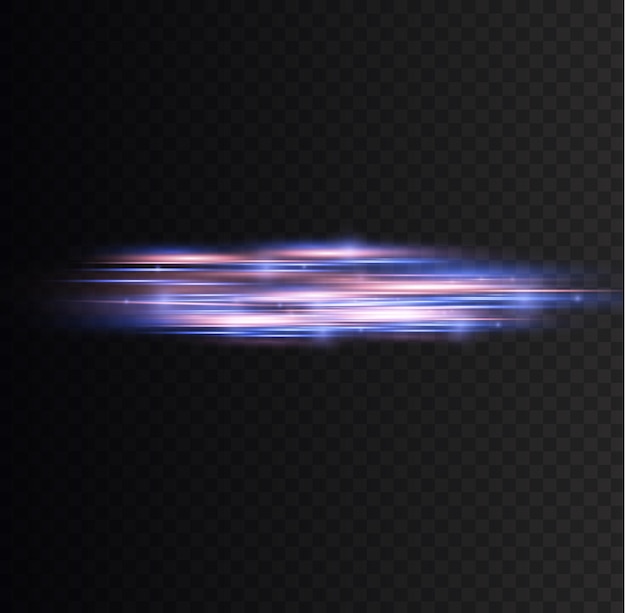 Светящаяся вспышка Искра Эффект красного синего света Скоростная полицейская линия Лазерные лучи Горизонтальные лучи движения Вектор