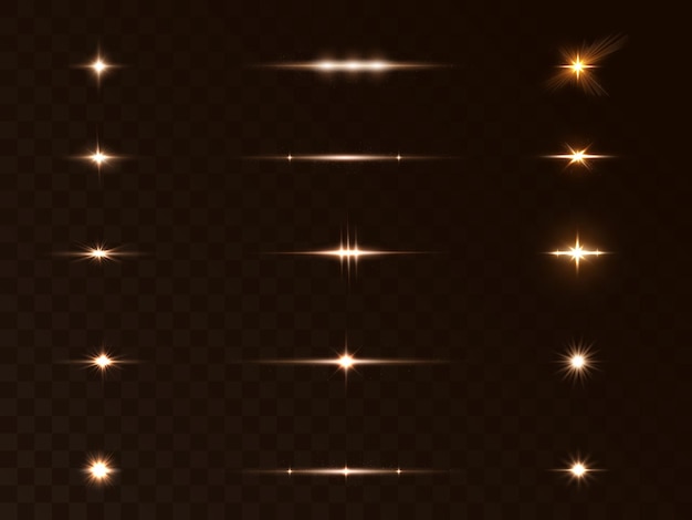 Glow of golden sparks of light on a transparent background Blurred glitter vector collection