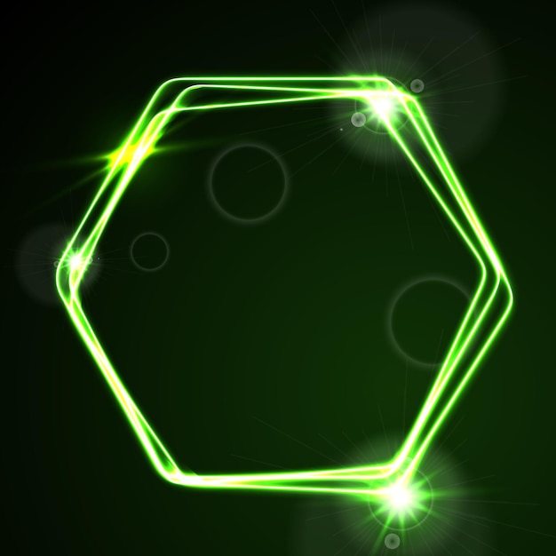 Glow groene neon heldere zeshoek glanzende achtergrond Energie-effect logo vector sjabloon ontwerp