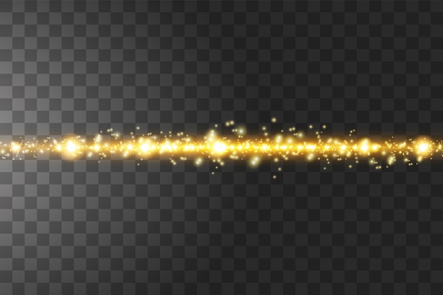 Vector glow isolated golden transparent effect, lens flare, explosion, glitter, line, sun flash, spark and stars.