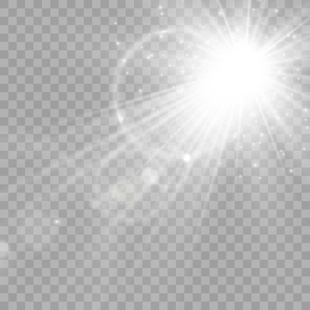 Glow isolated light effect set lens flare explosion glitter line sun flash and stars