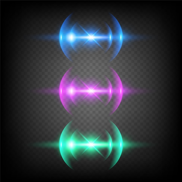 Glow lens effects. glares bokeh circles lightning abstract template