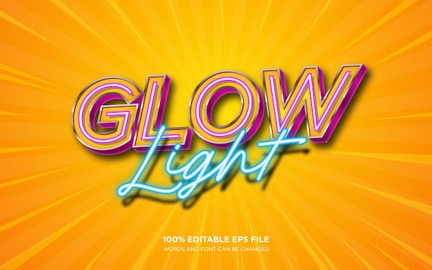 Effetto stile testo modificabile glow light 3d