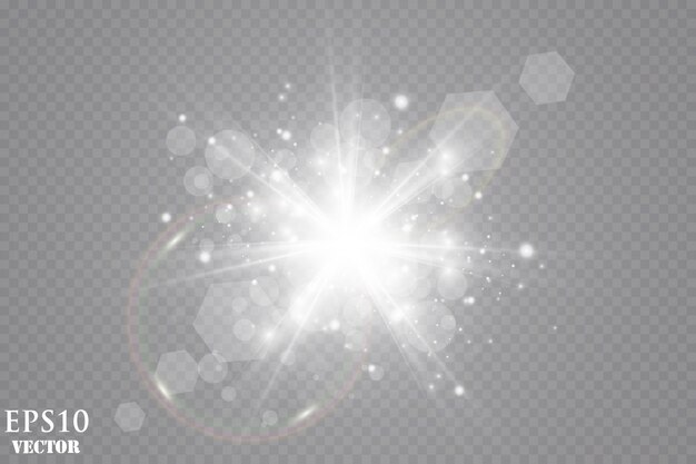 Glow light effect. glittering dust. explode star. flash concept.