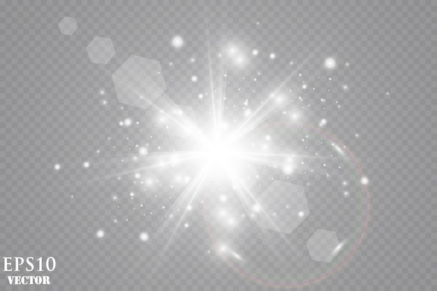 Glow light effect. Glittering dust. Explode star. Flash Concept.