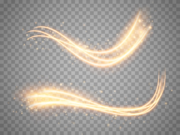 Glow light effect.  magic concept. twinkle particles with shine curve lines isolated.