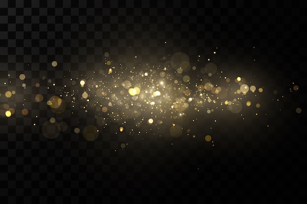 Glow light effect.Sparkling magical dust particles.The dust sparks and golden stars shine with.