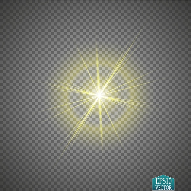 Vector glow light effect star burst with sparkles golden glowing lights