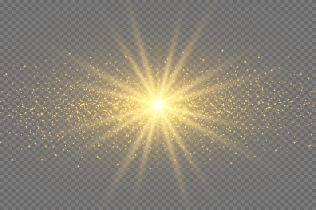 Glow light effect. star burst with sparkles. sun.