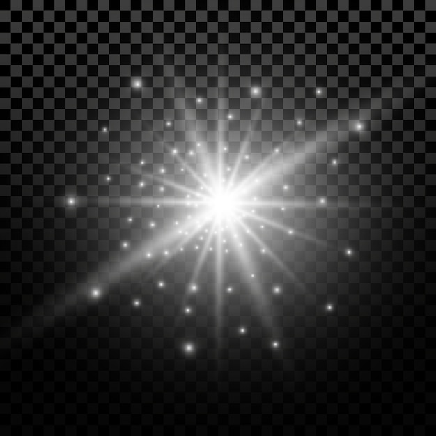 Glow light effect. star burst with sparkles.