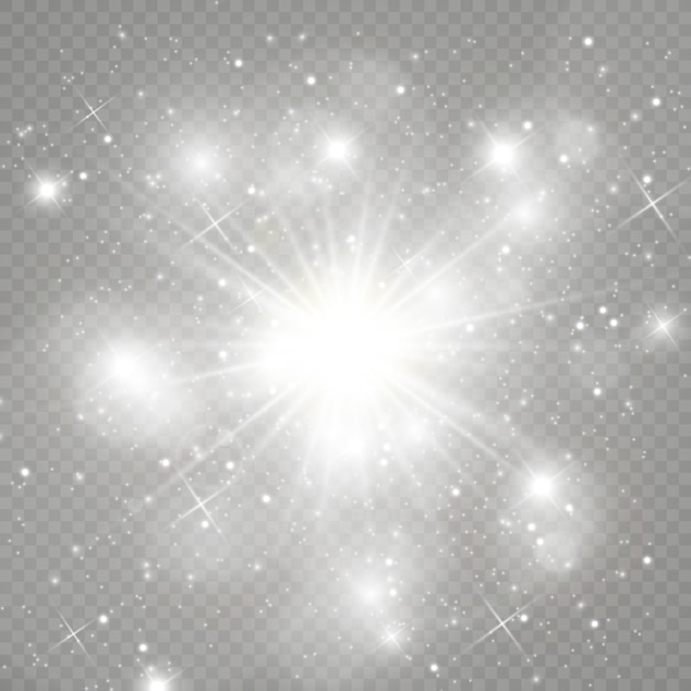 Glow light effect. star burst with sparkles.