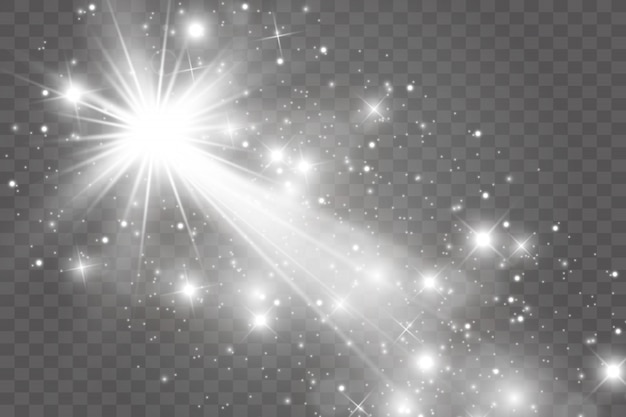 Glow light effect. star burst with sparkles.