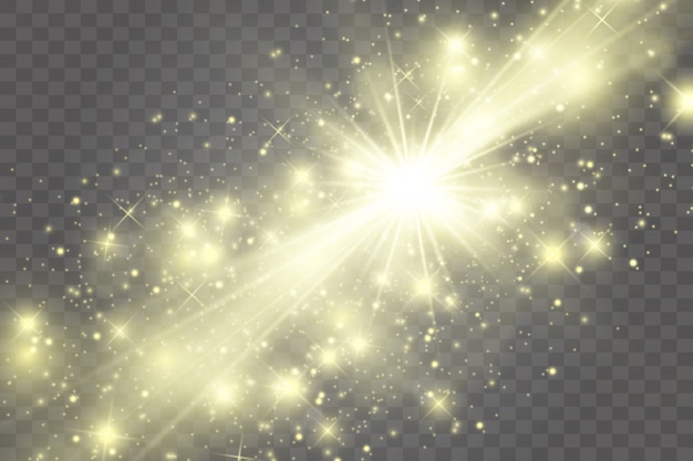 Glow light effect. star burst with sparkles.