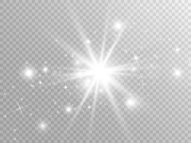 Glow light effect. Star burst with sparkles.