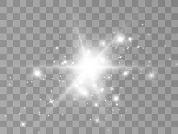 Vector glow light effect. star burst with sparkles.