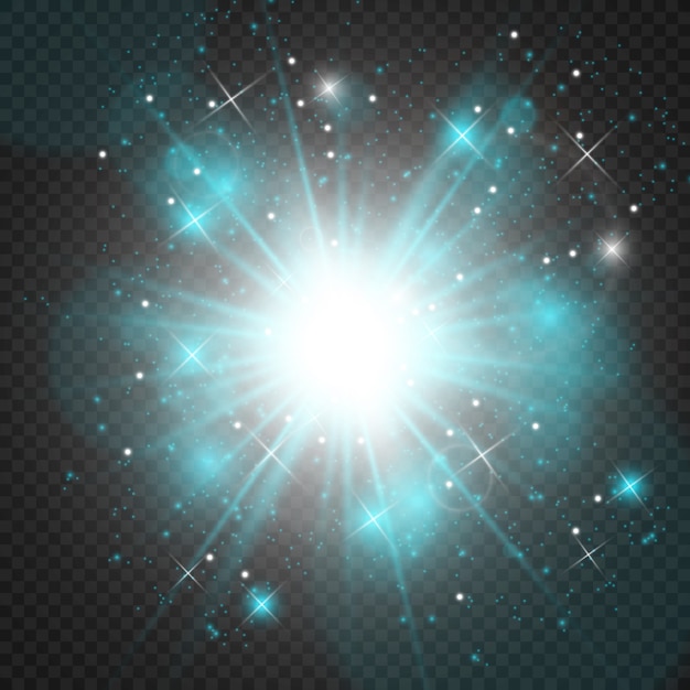 Glow light effect. star burst with sparkles.