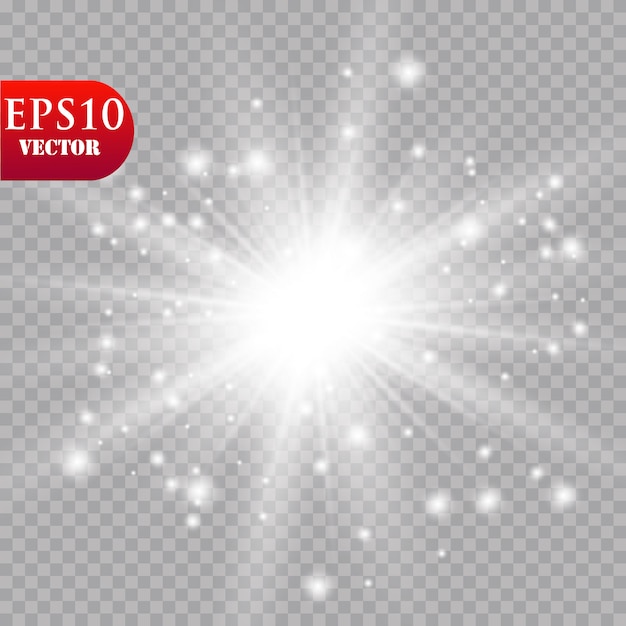 Glow light effect. starburst with sparkles on transparent background. sun