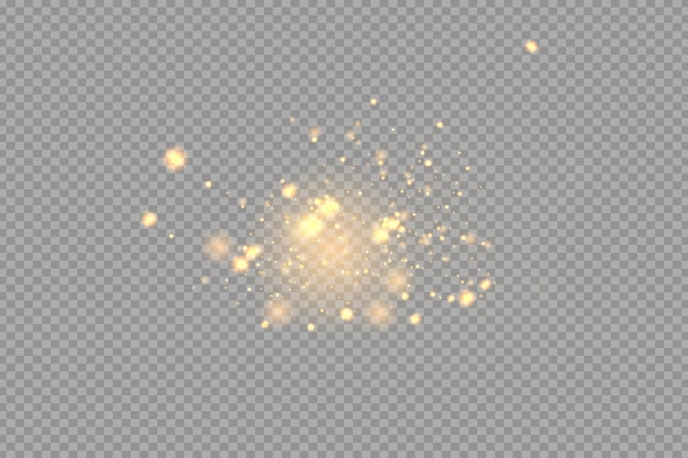 Glow light effect. Starburst with sparkles on transparent background. Vector illustration. Sun