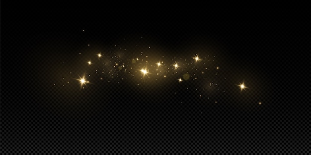 Glow light effect. Vector sparkles. Sparkling magical dust particles.The dust sparks and golden stars shine with special light.