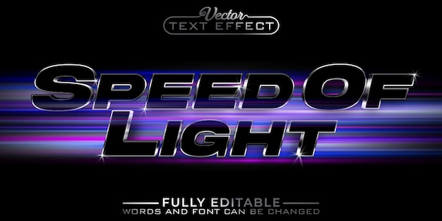 Glow Metallic Speed Of Light Vector редактируемый шаблон текстового эффекта