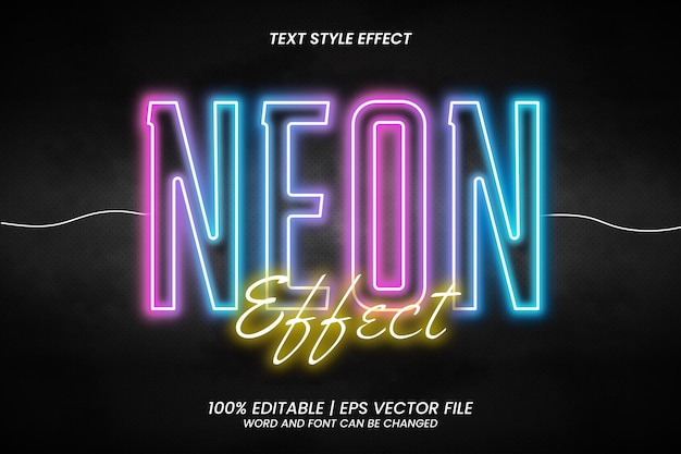 Glow neon effect editable text effect