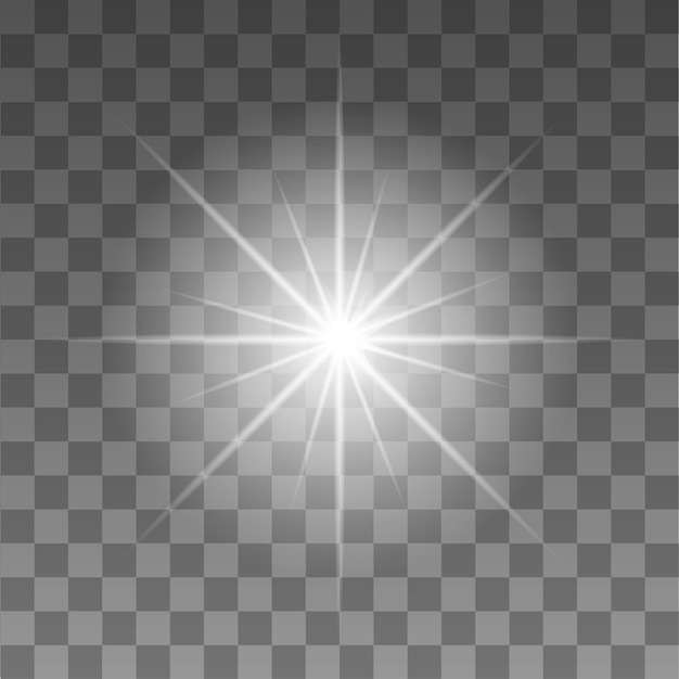 Glow Realistic flash on a transparent background Shine Star