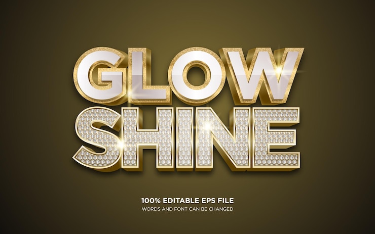 Vector glow and shine gold editable text style effect