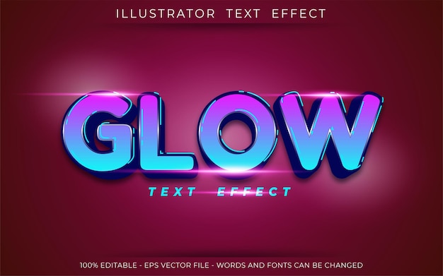 Glow text effect, editable three dimension text style