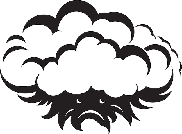 Vector glowering cumulus zwarte boze wolk icon raging gale boze cartoon wolk emblem