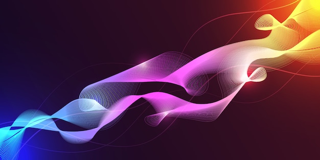 Vector glowing abstract technology waves background