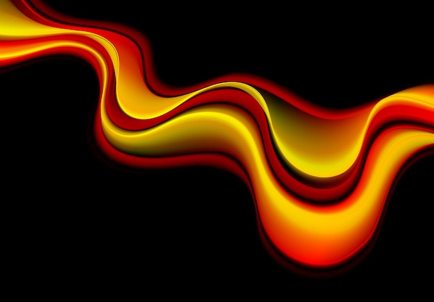 Glowing abstract waves on black background