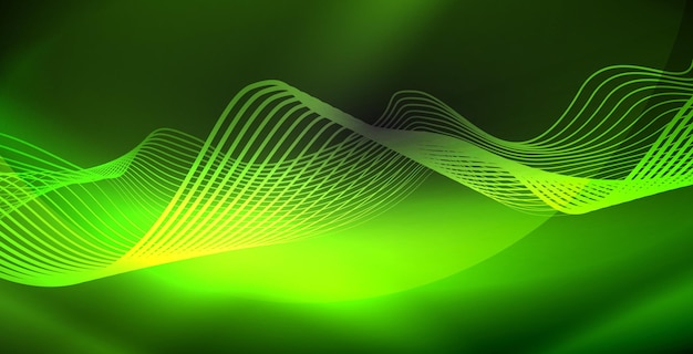 Glowing abstracte golf op donkere glanzende beweging magische ruimte licht Techno abstracte achtergrond
