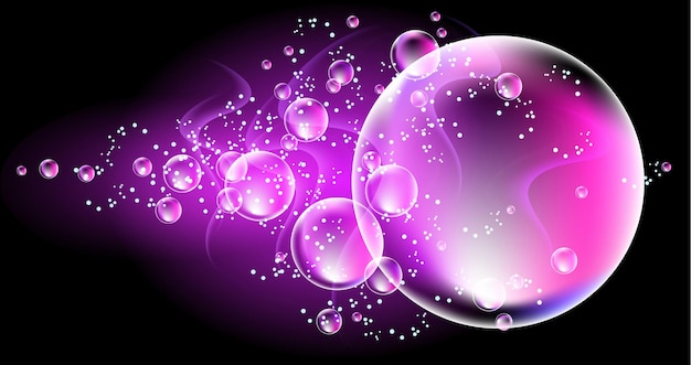 Glowing background with smoke and bubbles