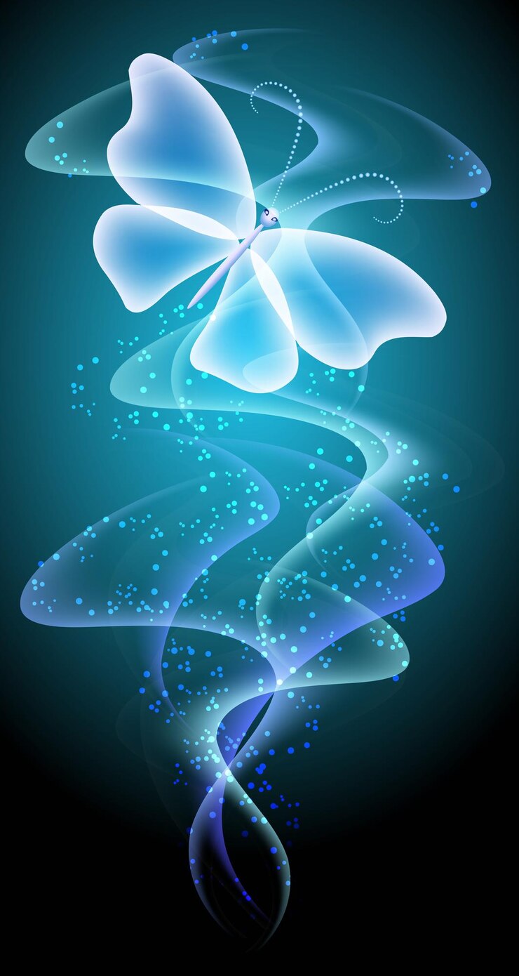 Vector glowing background with smoke and butterfly