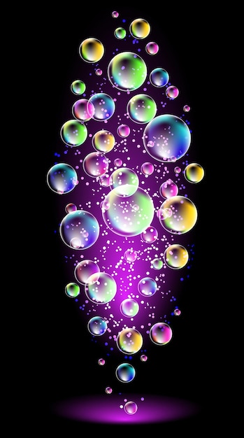 Glowing background with versicoloured bubbles