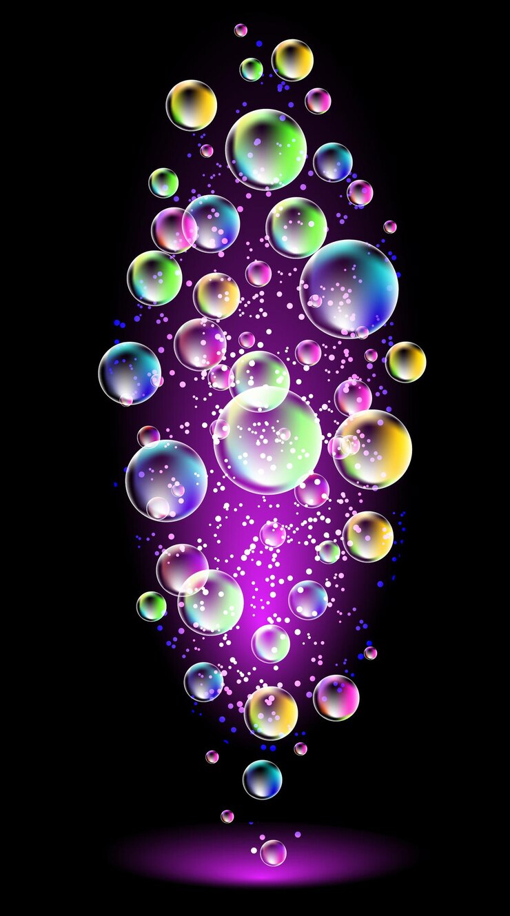 Vector glowing background with versicoloured bubbles