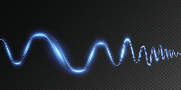 Vector glowing blue dynamic twirl futuristic light strip line in motion on a transparent background png